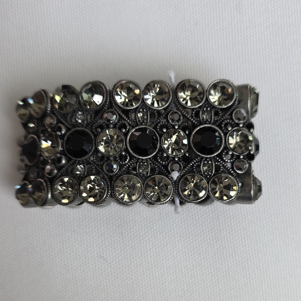 Lia Sophia Crystal-Embellished Stretch Bracelet in Silver and Black